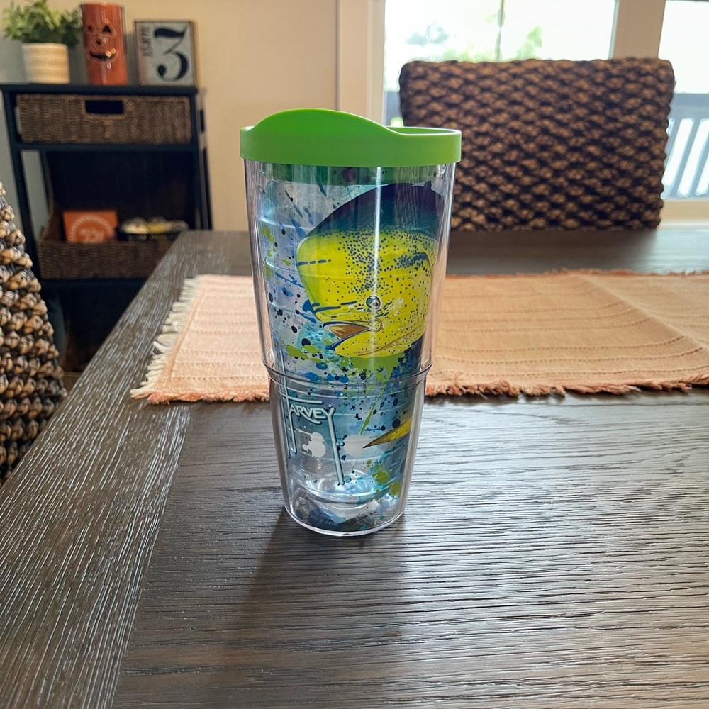 Tervis Tumbler with Guy Harvey design and Green Lid